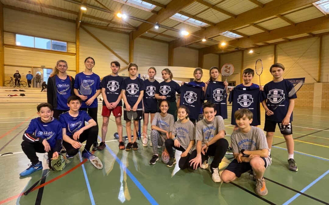 Une équipe championne départementale par équipe en badminton